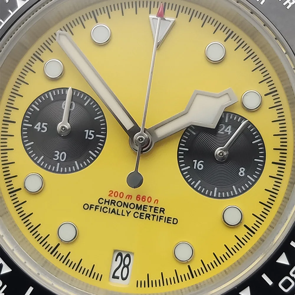 PARNSRPE 39mm Orologi al quarzo da uomo in argento Design in vetro zaffiro Orologio vintage Movimento VK64 Orologi da polso Calendario