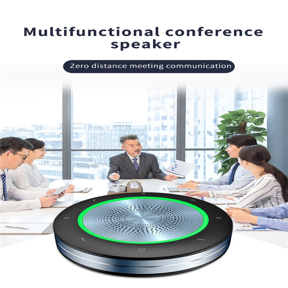 Microphone Wireless Video Conference Omnidirectional Bluetooth USB 360° 8m Pickup Power Bank Speaker Stylish for Large Meeting