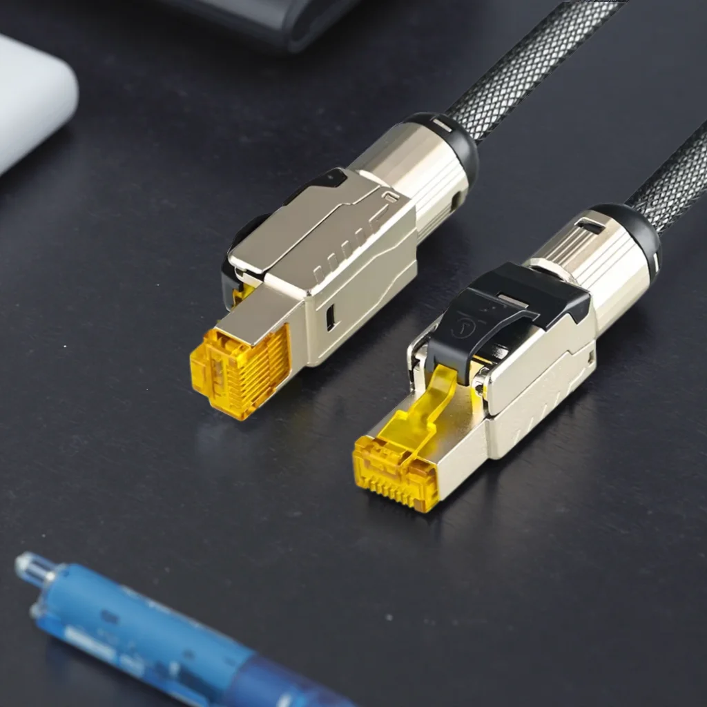 99.99% Pure Silver CAT8 Ethernet Cable 40Gbps 2000MHz Double