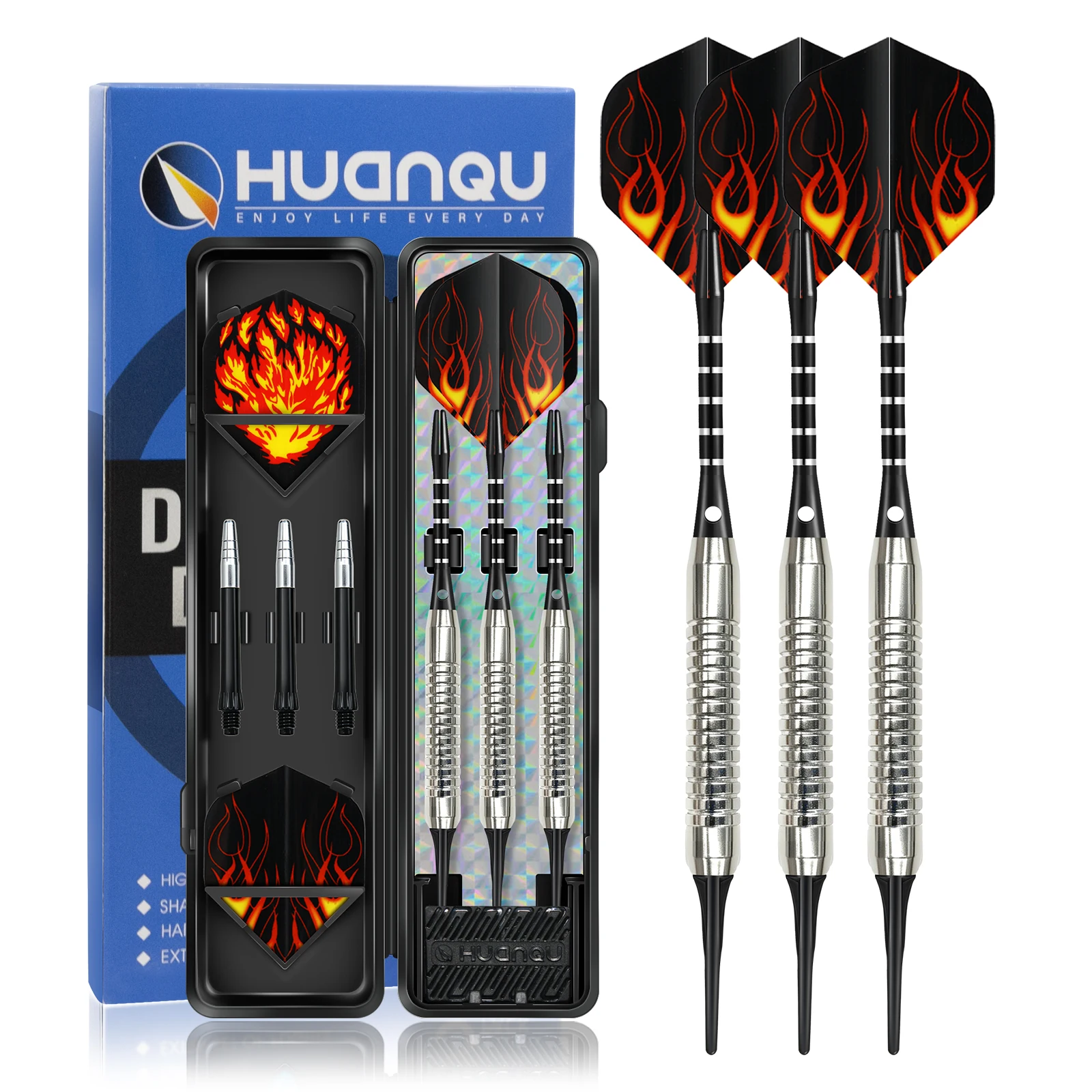 

Huanqu 3-Piece 18g Soft Dart Set, Equipped with Dart Wings and Dart Shafts, Professional Electronic Dart Board Set, Includes Storage Box, Suitable for Home Entertainment, Bar Gatherings, Dart Training, and Competitive Competitions