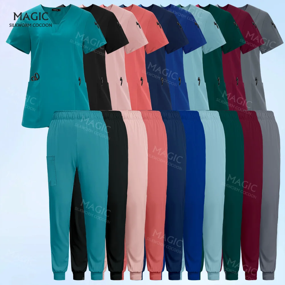 Lo Scrub traspirante elasticizzato si adatta alle donne all'ingrosso medico Spandex Pet Hospital Scrubs uniformi Jogger set infermieristica uniforme chirurgica