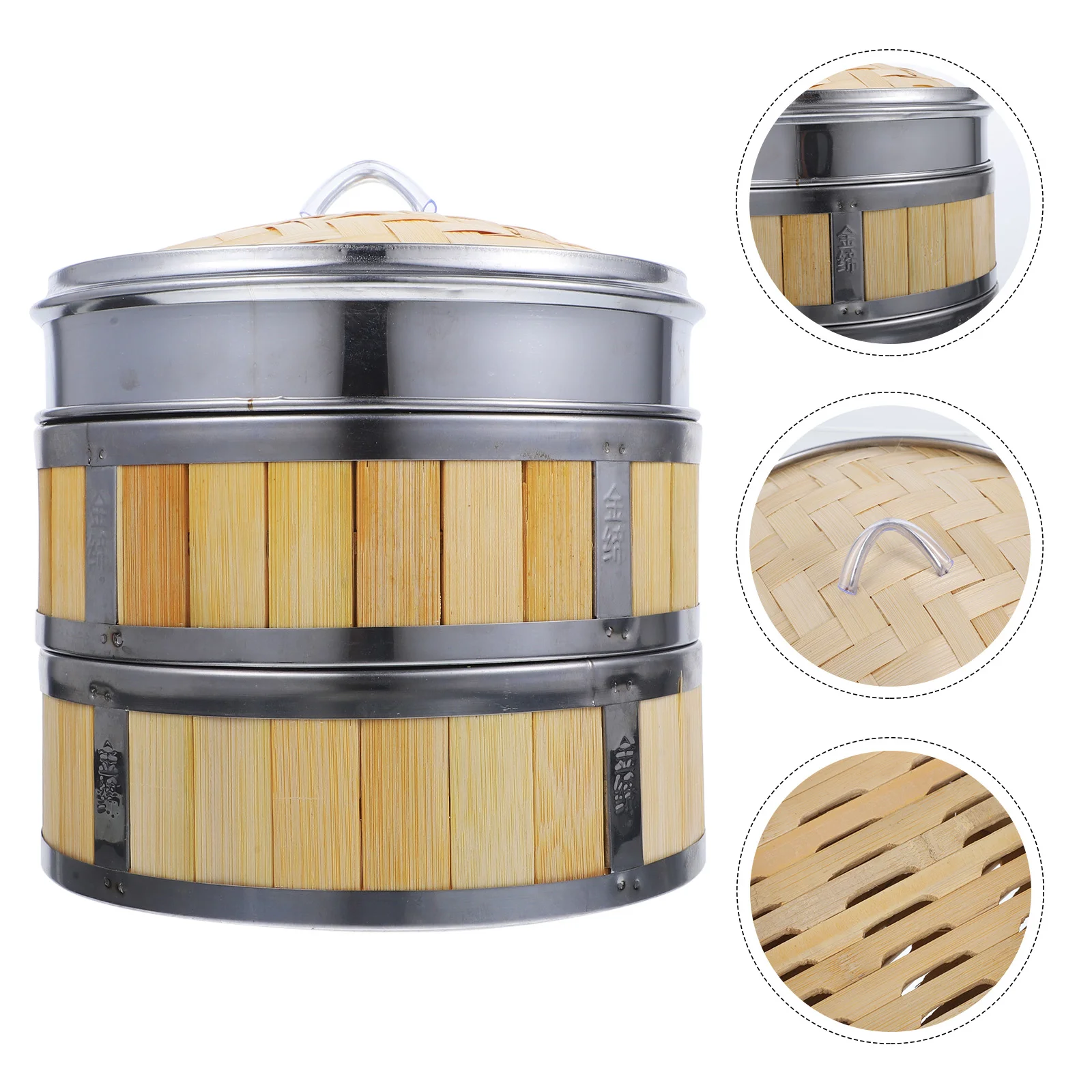 

Microwave Steamer Vegetable Basket Stainless Steel Bamboo Kitchen