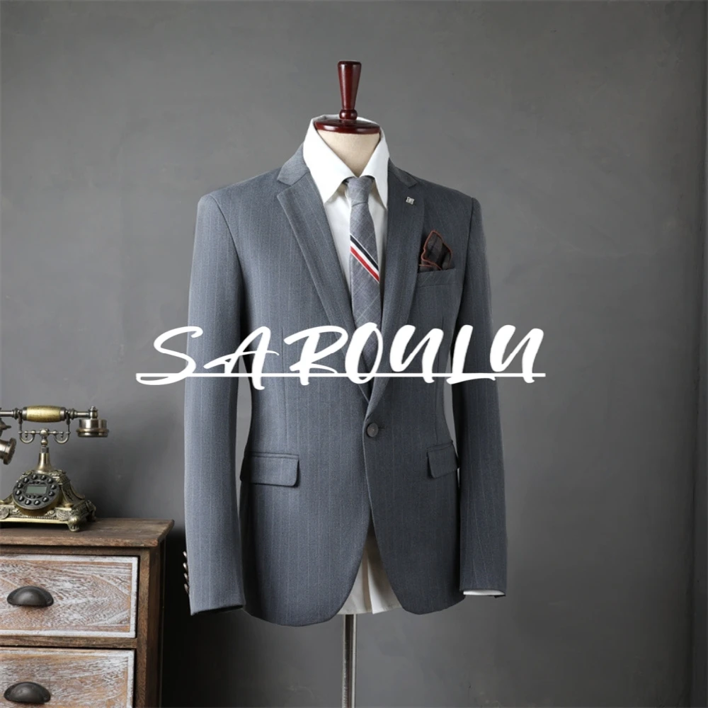 

Delicate Striped Men's Jacket Popular Tuxedo For Dancing Party Formal Events Fast Shipping Single Breasted Suit Vintage Groom