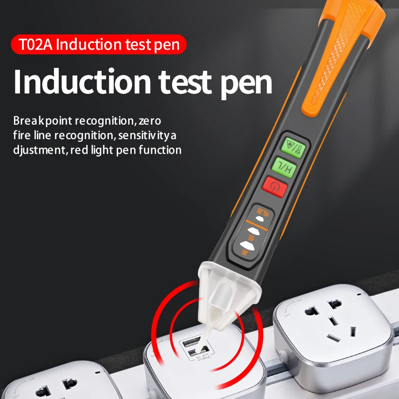 NJTY Non Contact Voltage Detector T02A AC Voltage Tester Pen Meter 12-1000V Electric Sensor Test Pencil Smart Breakpoint Finder