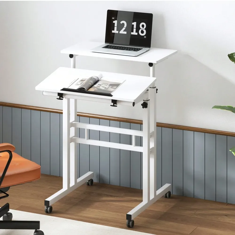 

Portable Desk, Home Computer Desk, Height Adjustable, Standing Desk, White