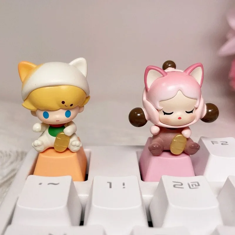 Personalized PopMart Fortune Cat Series Doll Cross Axis Mechanical Keyboard Single Key Cap Ornament Gift