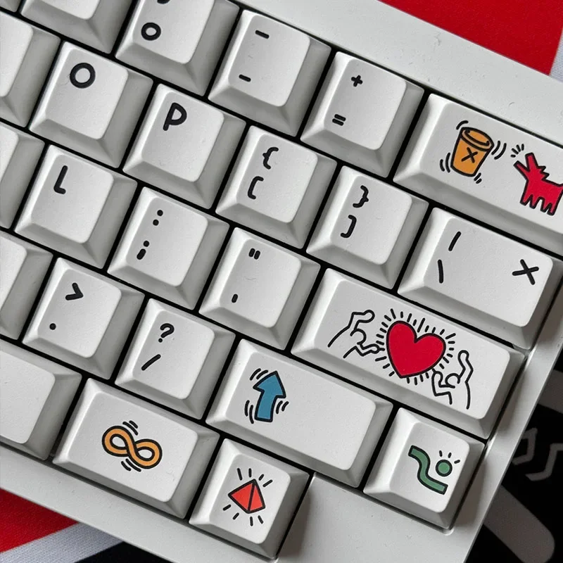 Imagem -02 - Individualidade Personalizada Keycaps para Desktop Teclado Mecânico Doodle Keycap Cherry Pbt Minimalismo 165key Fbb