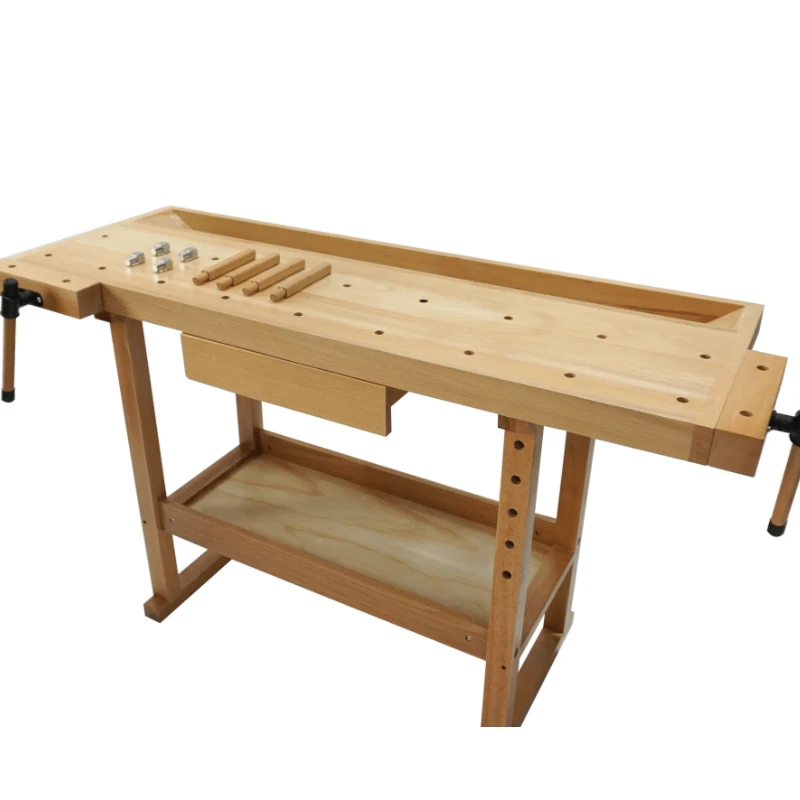 Banco de trabajo multifuncional para carpintería, consola de madera de haya, mesa de madera maciza con abrazadera, YL-151-A Manual para bricolaje