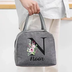 Custom Name Insulated Bag Lunch Box Thermal Insulated Bento Cooler Bag Picnic Food Pouch Gifts for Women Kids Lunch Handbag