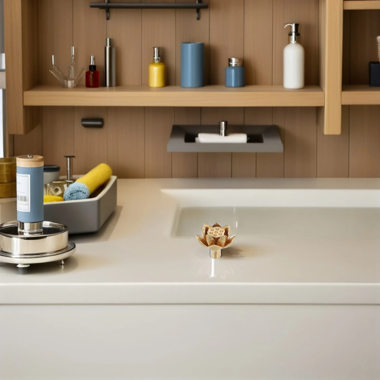 

Brass Door Handle Flower Drawer Handles Pulls Retro Style Shape Cabinet Knobs Decorate