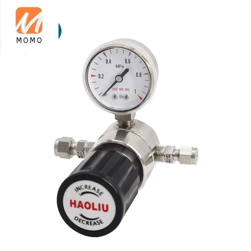 pressure stabilizing valve pipeline helium pressure gauge 316L stainless steel two-stage single gauge low pressure gas regulator