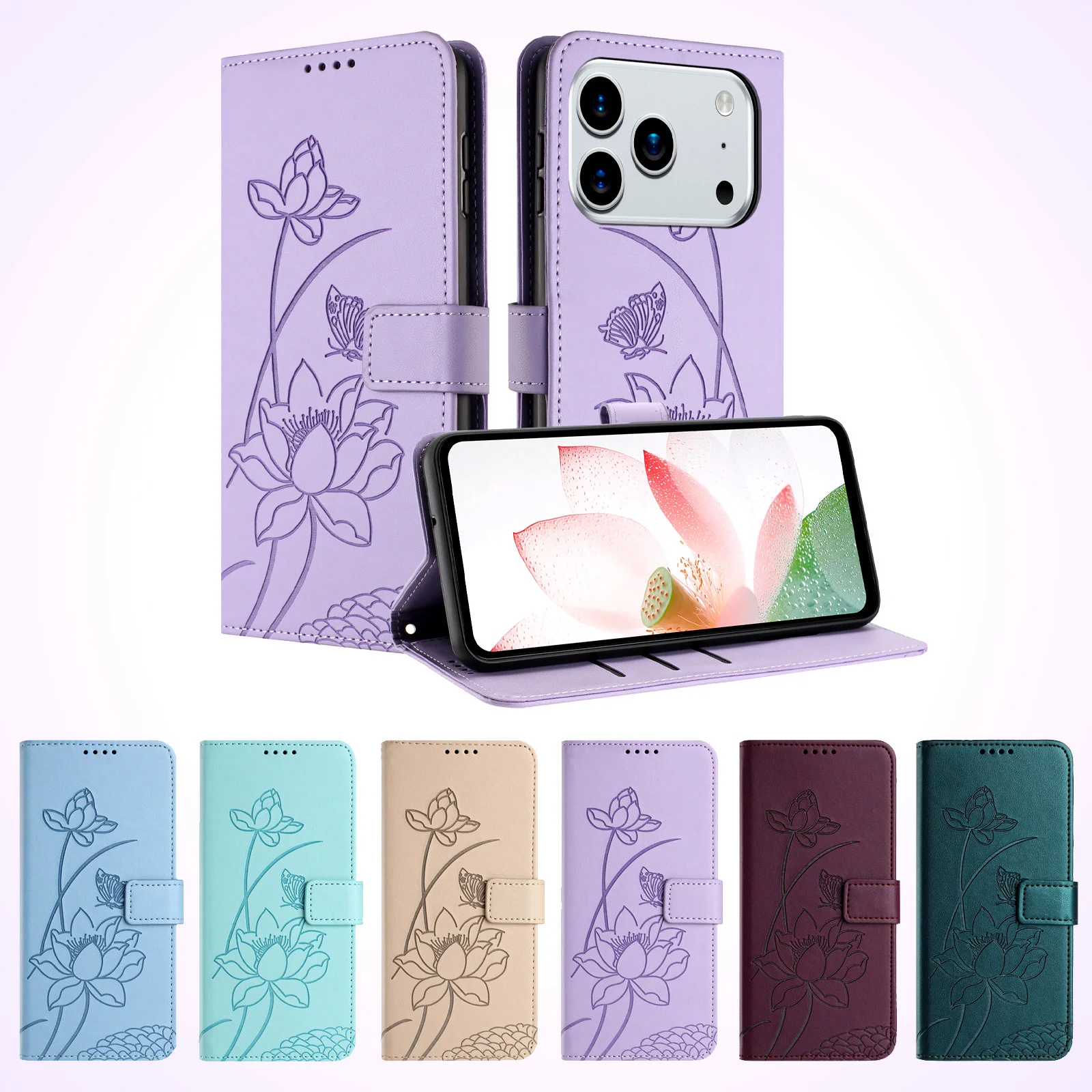 Leder Blume Telefon Brieftasche Fall Buch Stehen Für iPhone 17 Air 16 15 PM 14 13 12 11 Pro Max XS SE 7 8 Plus Schutzhülle Flip-Cover