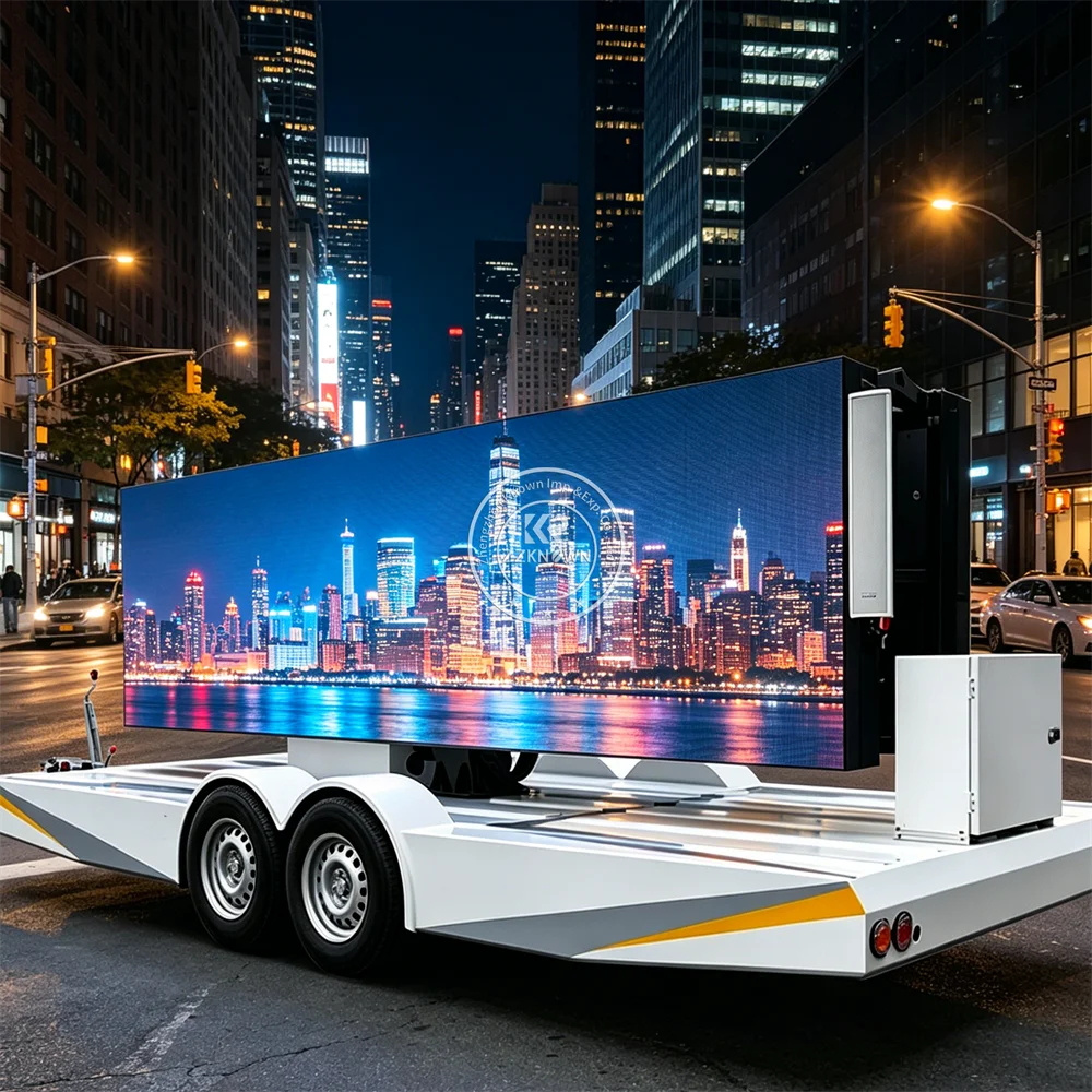 Portable Mobile LED Display Advertising Trailer Digital Signage Billboard Trailer For Commercial Outdoor Marketing Use