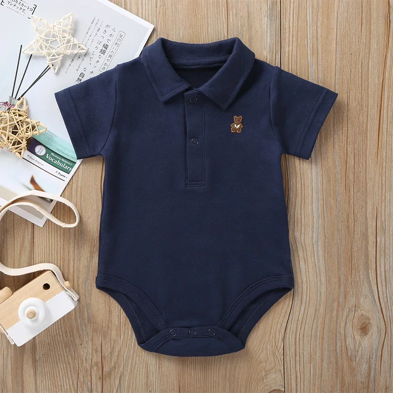 Summer Baby Boys Girls Jumpsuit Solid  Polo Infant Baby Boy Girl Clothes Playsuit Newborn Bebies Roupas  For 0-1Y