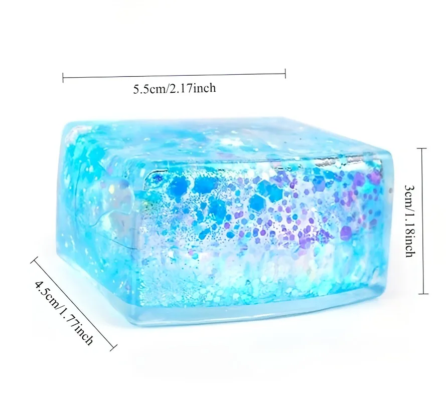 Shiny Maltose Cube Squeeze Toy Simulated Tofu Small Ice Cubes Anti Stress Slow Rebound Sensory Fidget Toy Decompression Gifts