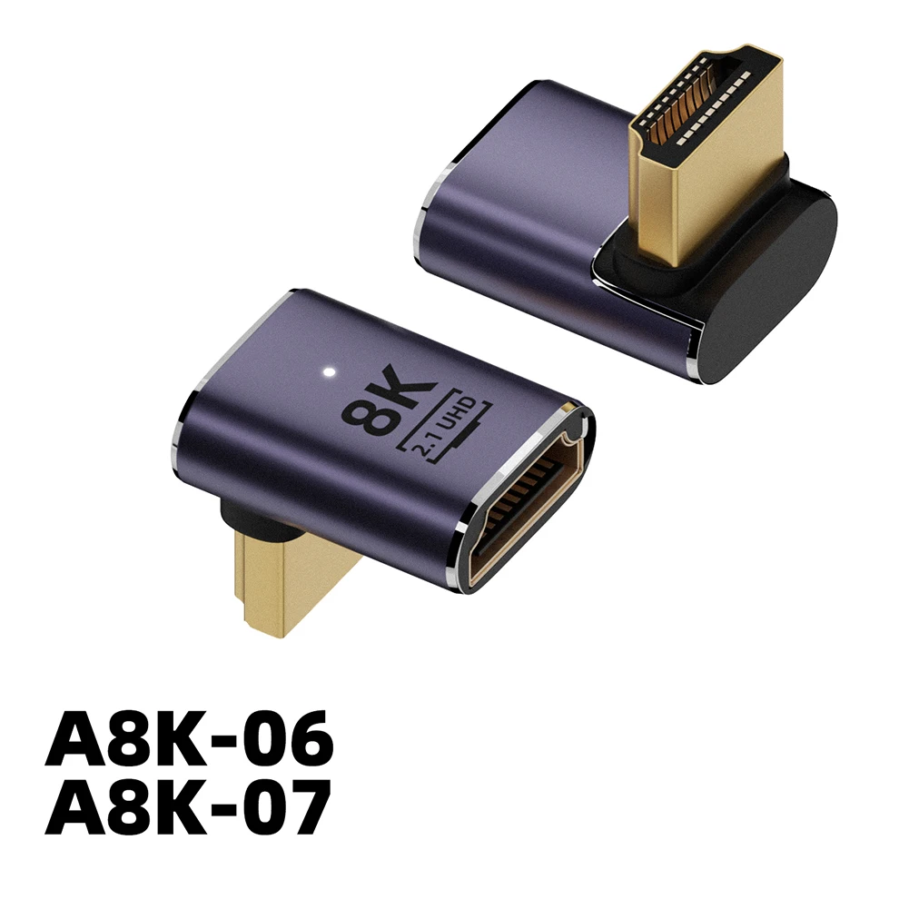 Kabel 2.1 8K kompatybilny z HDMI Adapter złącza 270 kąt 90 stopni 2 sztuki konwertery męskie na żeńskie Adapter kablowy przedłużacz