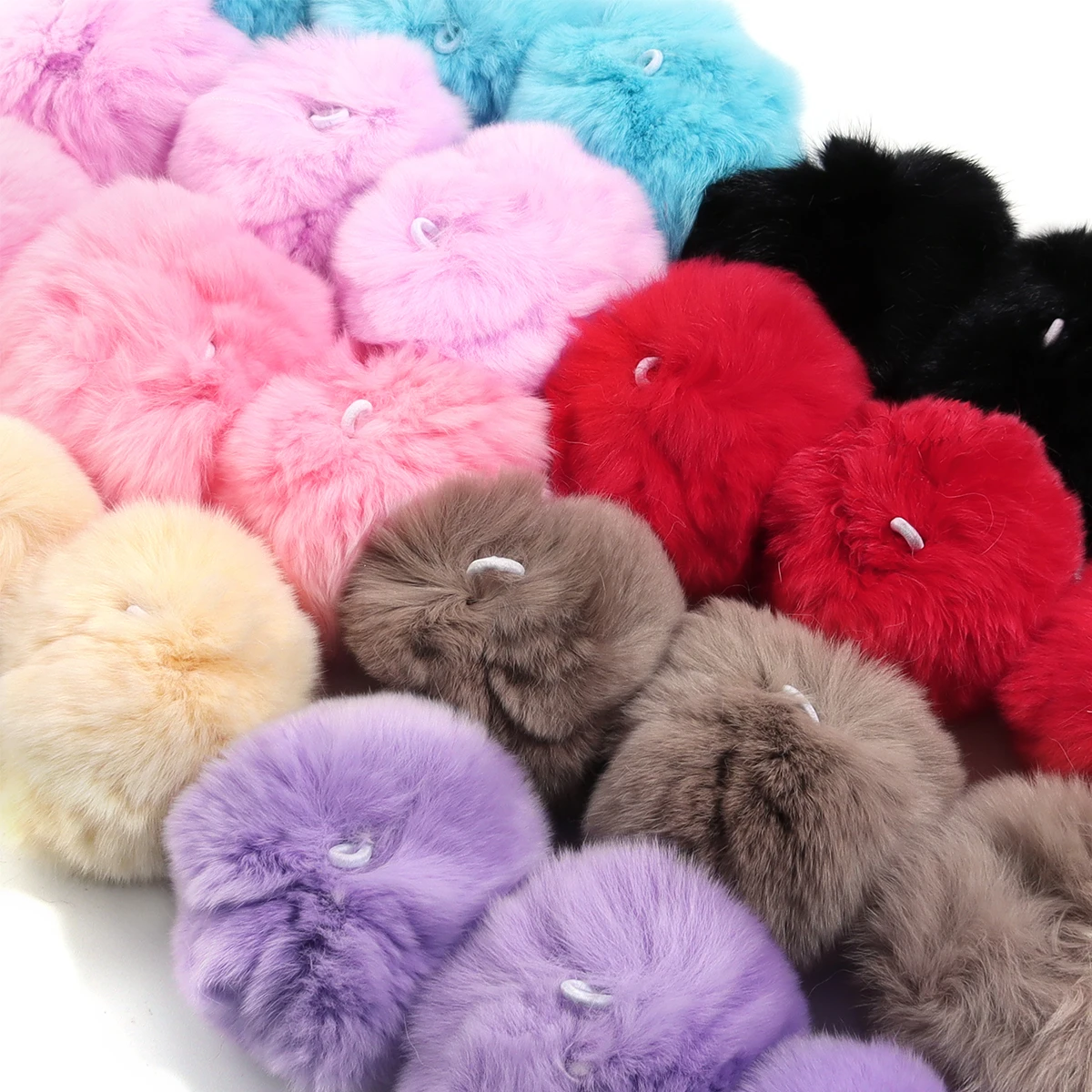 1Pcs/Lot 8cm Genuine Mink Fur Covered Ball Beads Colorful Charm Pompom Beads For DIY Crafts Materials Ornament Making Supplies