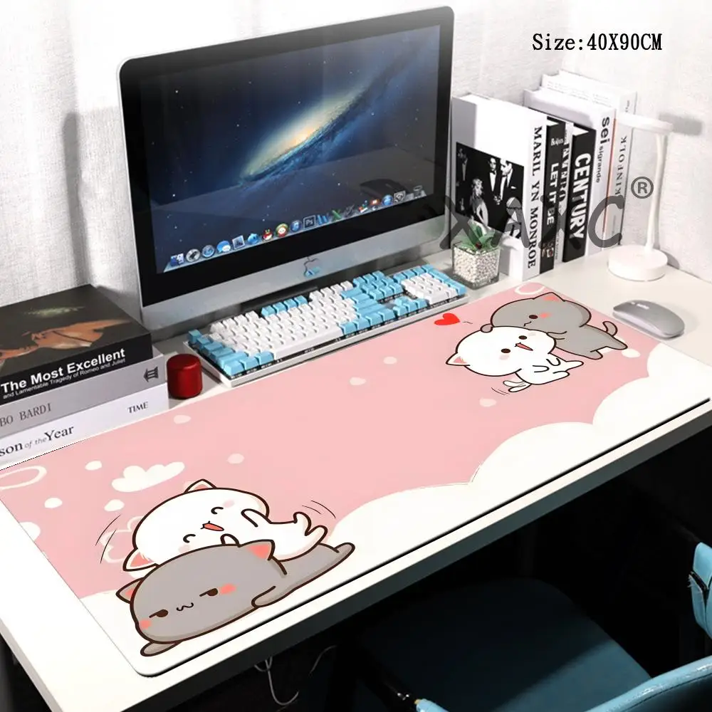 XXL Kawaii Gaming Mouse Pad 900x400x3MM Pink Mouse Pad Cat Animal Gift Desk Accessories with Personalized for Laptop Computer PC