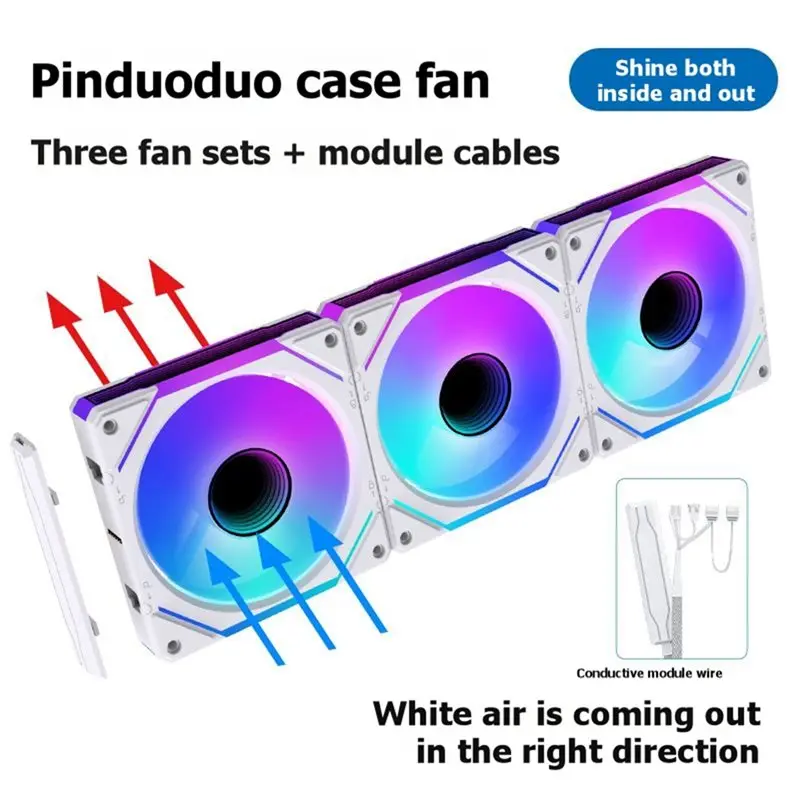 ABZW PWM Controlled 120Mm PC Case Fan Hydro Bearing Silent ARGB Water Cooler Magic Cableless Cooling Fan
