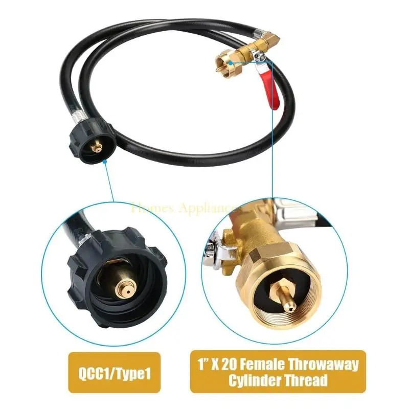 D0AB مرنة غاز غاز الغاز محول 3ft محول خرطوم 3FT بروبان ملء محول خرطوم #5