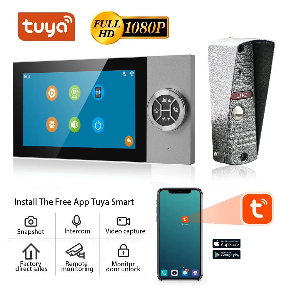 

Touch 1080P Tuya Visual Intercom System Apartment HD video Surveillance Doorbell Private Home Video Intercom 7 Inch Display