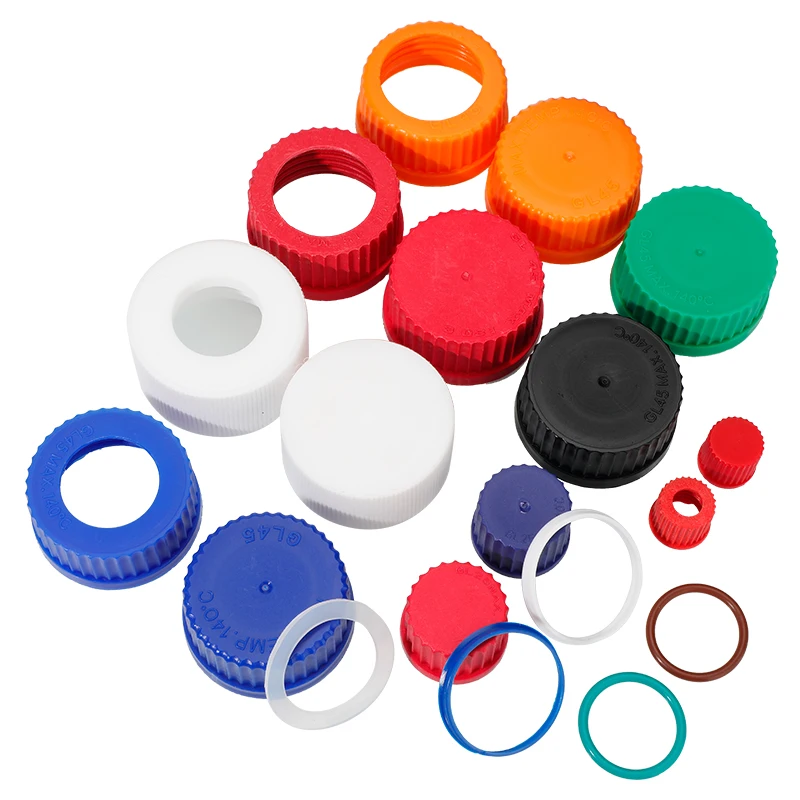 10pcs GL14 GL18 GL25 GL32 GL45 Screw bottle Blue cap bottle reagent bottle cap flange clamp gasket