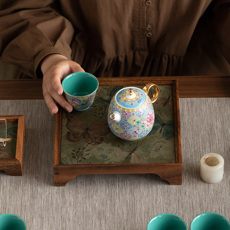 walnut tray multi-style solid wood pot bearing simple hotel tea pot holder rectangular household dry brewing table