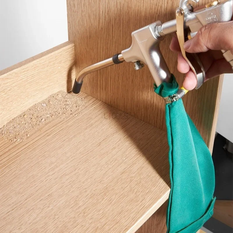 Air Blow Gun with Dust Collection Bag Woodworking Sawdust Clean Vacuum and Blowing Tool Dual-Use Short Nozzle Pneumatic Dust Gun