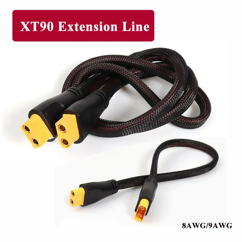 XT90 Electric Vehicle Charging Port Cord XT90 Male to Female Extension Line High-power 8AWG 9AWG Charging Connector Cable