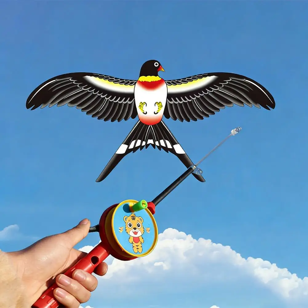 Mini Cometa con Forma de Caña de Pescar para Niños, Mariposa, Golondrina, Loro, Fácil de Volar, Cometas de Pez Dorado para Niños Pequeños, Playa, Parque, Principiantes