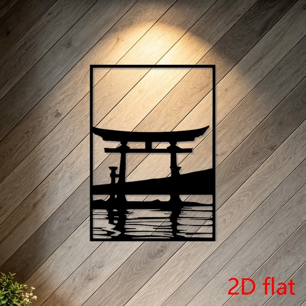 CIFBUY Metal Wall Art Japanese Torii Iron Hanging Decor 2D Sculpture Minimalist For Living Room Bedroom Home Indoor Outdoor Easy