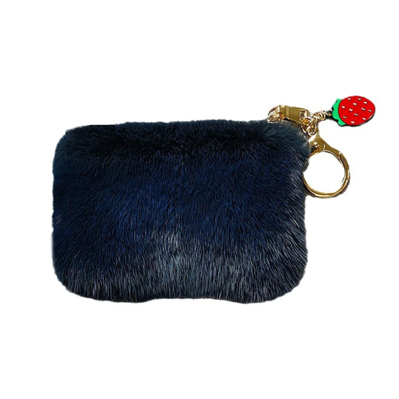 2023 New High-end Fur Card Bag High Quality Mink Fur Mini Cute Fur Purse Ladies Fashion Holding Small Square Bag