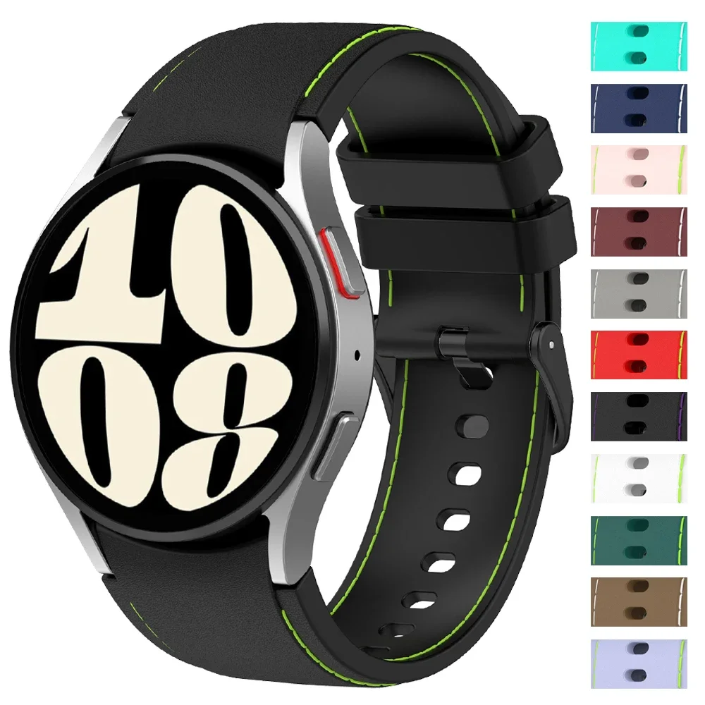 

Silicone Band for Samsung Watch 6 47mm 43mm Classic 4/5/6 44mm 46mm 40mm 42mm Leather Grain Bracelet for Galaxy Watch 5 Pro 45mm