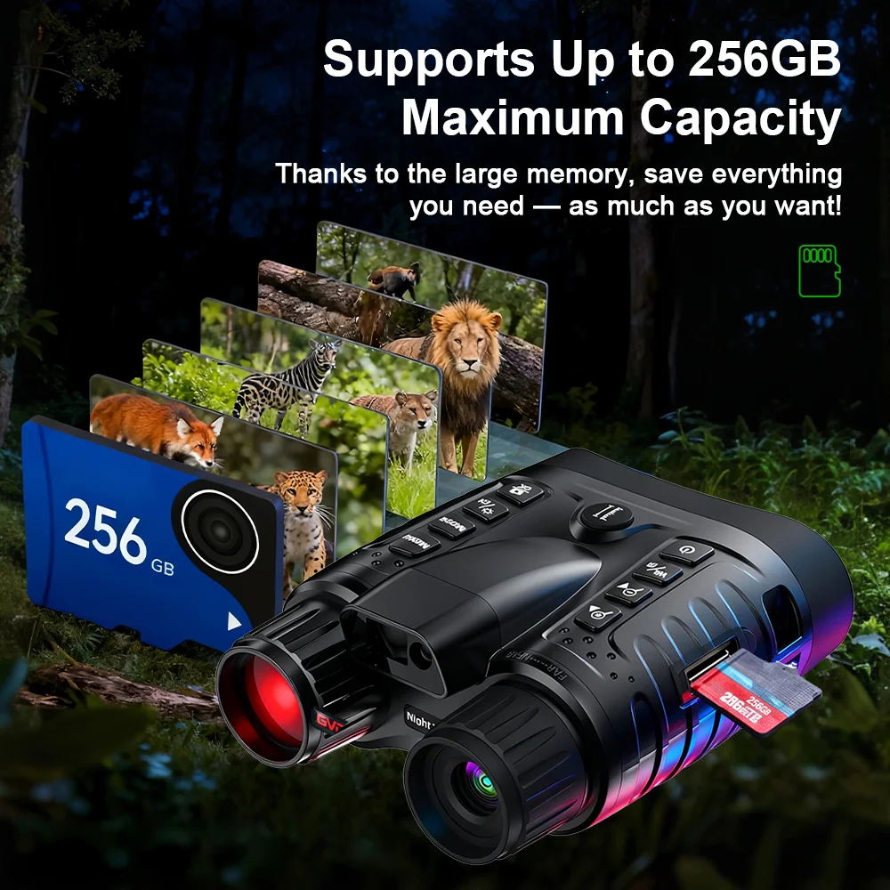 GVDA Night Vision Binoculars with Laser Ranging 4K Infrared Goggles Day&Night Goggles 8X Zoom 500m Darkness Viewing for Hunting