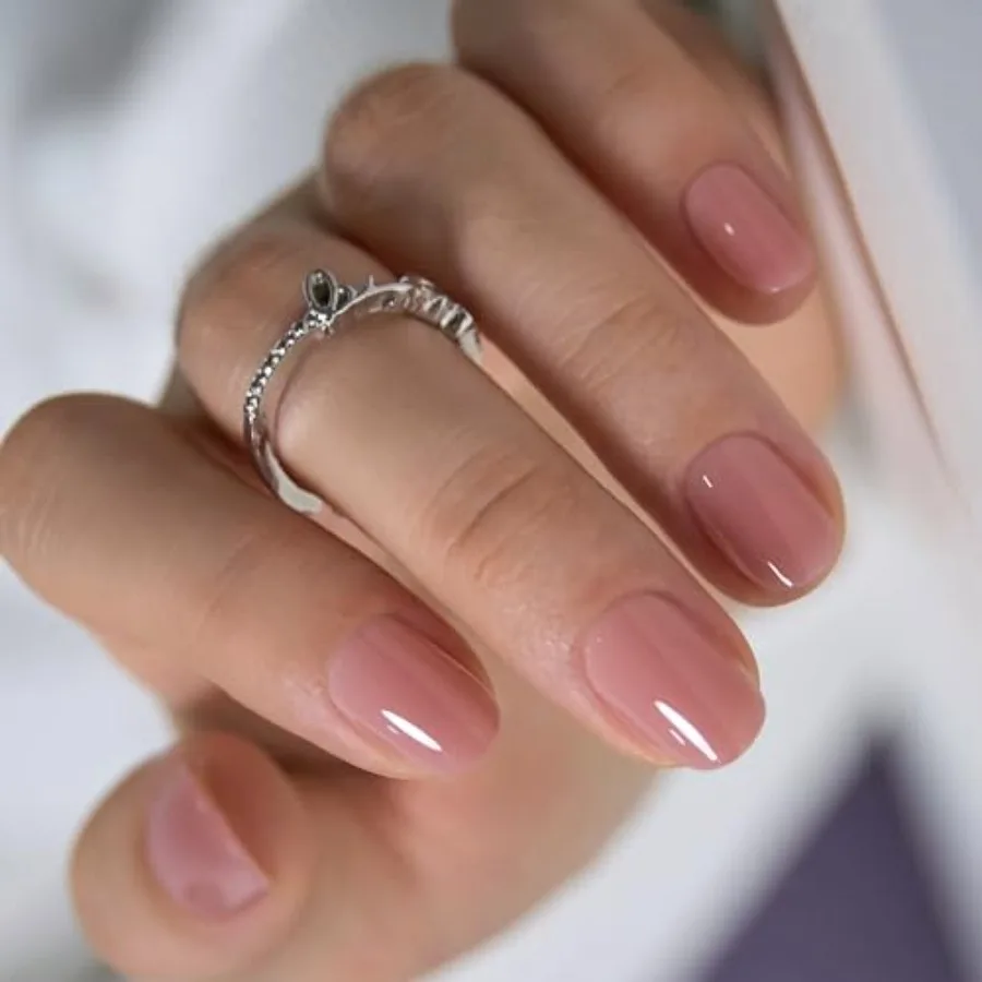 

Soft Gel Extra Short Press on Nails, 30Pcs Honey Peach Pink Oval Acrylic Fake Nails with Design Full Cover for Women Reusable S