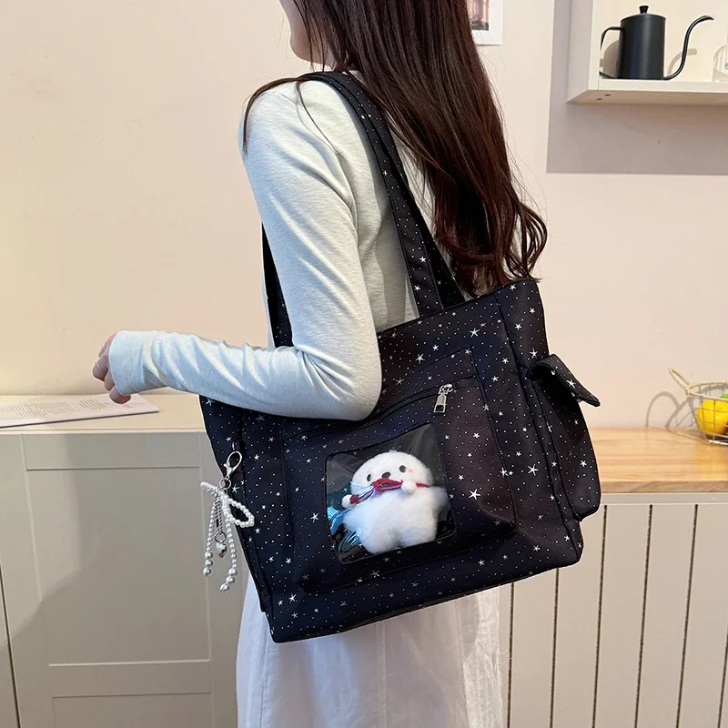 

New Fashion Star Tote Bag Large Capacity Versatile Commuter Cartoon Ulzzang Y2K Trendy Cute Shoulder Bag Women's Sweet Ita Bag