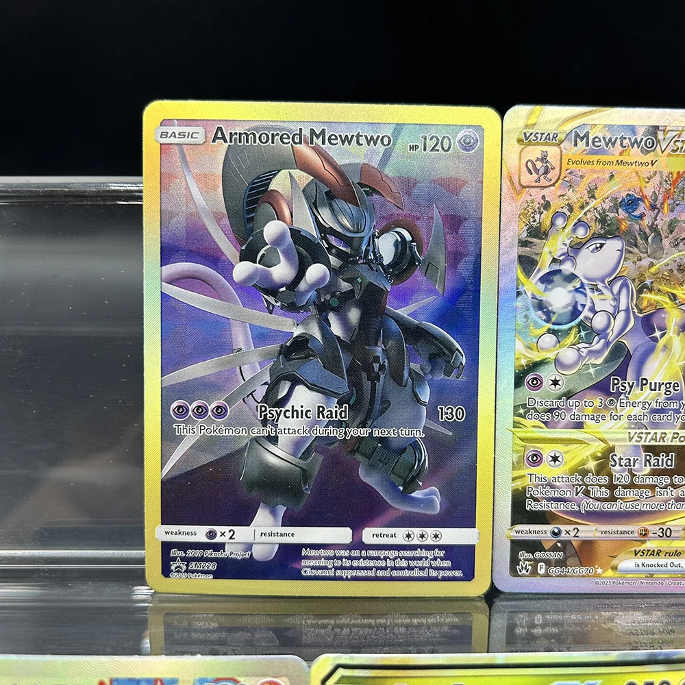 DIY PTCG-verzamelkaart Mewtwo Vstar GG044/GG70 Crown Zenith: Galarische galerij Holo TCG-foliekaart Brekingskleur Flash-geschenken