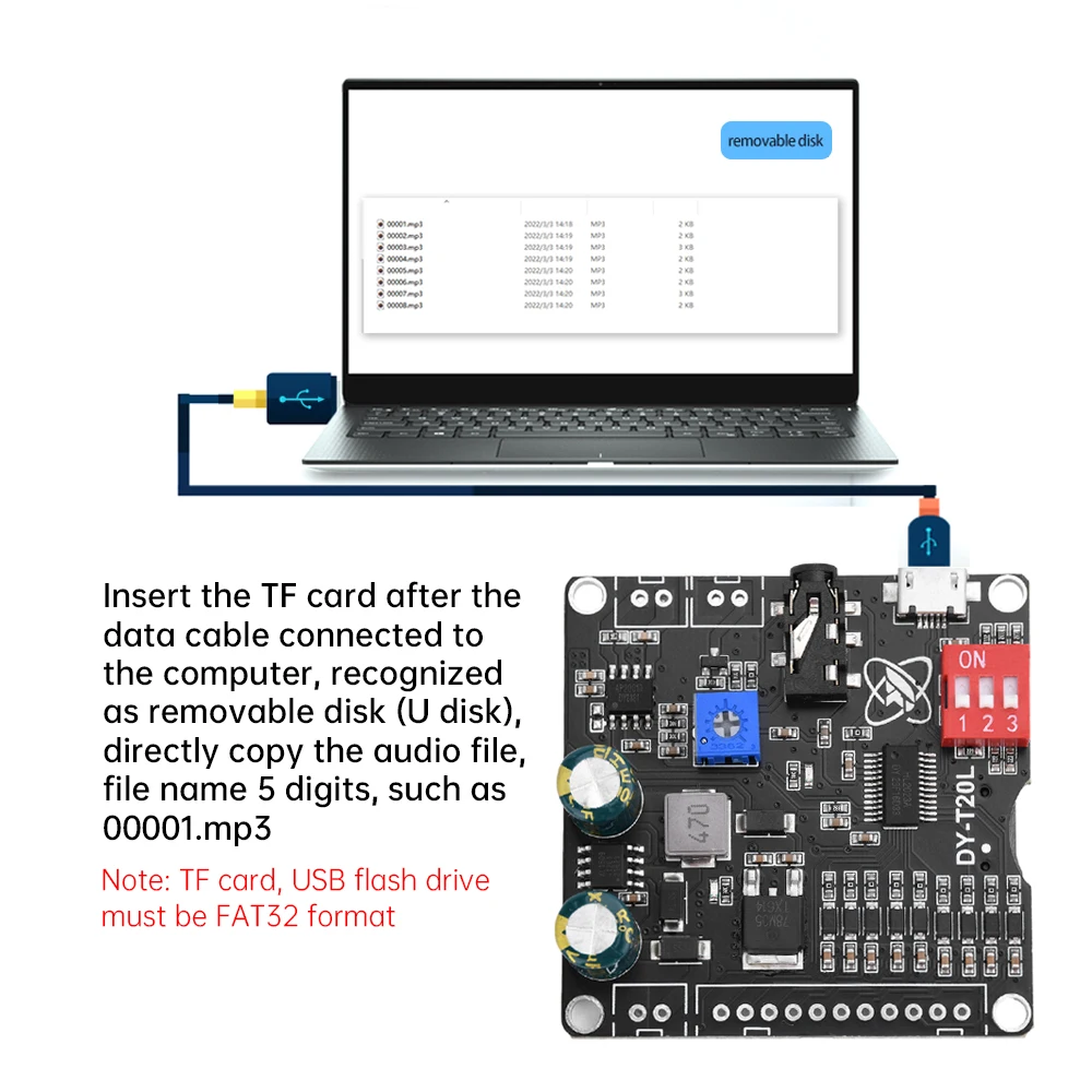 DY-T20L DC6-35V 10W/20W voice MP3 playback control module one-on-one trigger audio module supports USB flash drive TF-T20L Micro