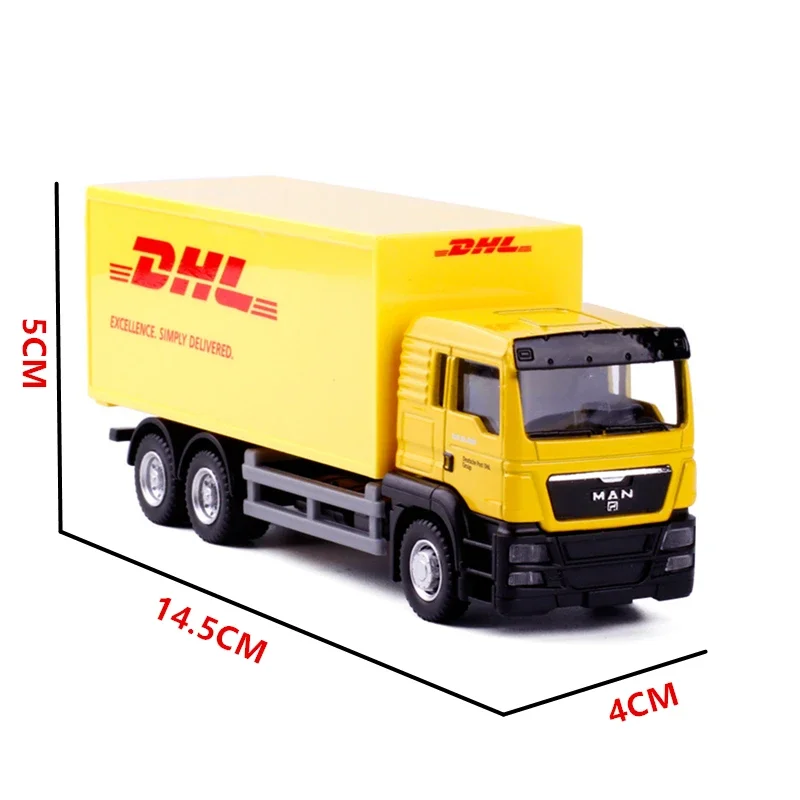 1/36 DHL Truck Model Simulation Toy Vehicle Alloy Pull Back Mini Car Replica Authorized Die Cast Toys Collection