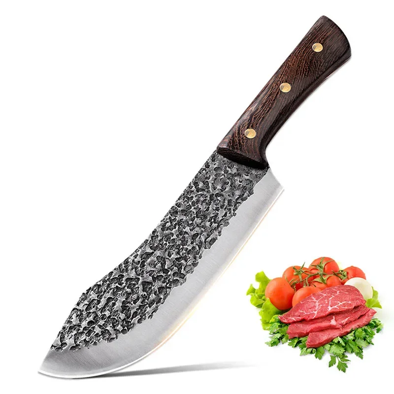 7 inch Stainless Steel Forged Cleaver Knife Meat Bone Chinese Kitchen Knives Wood Handle Butcher Knife Cooking Tools