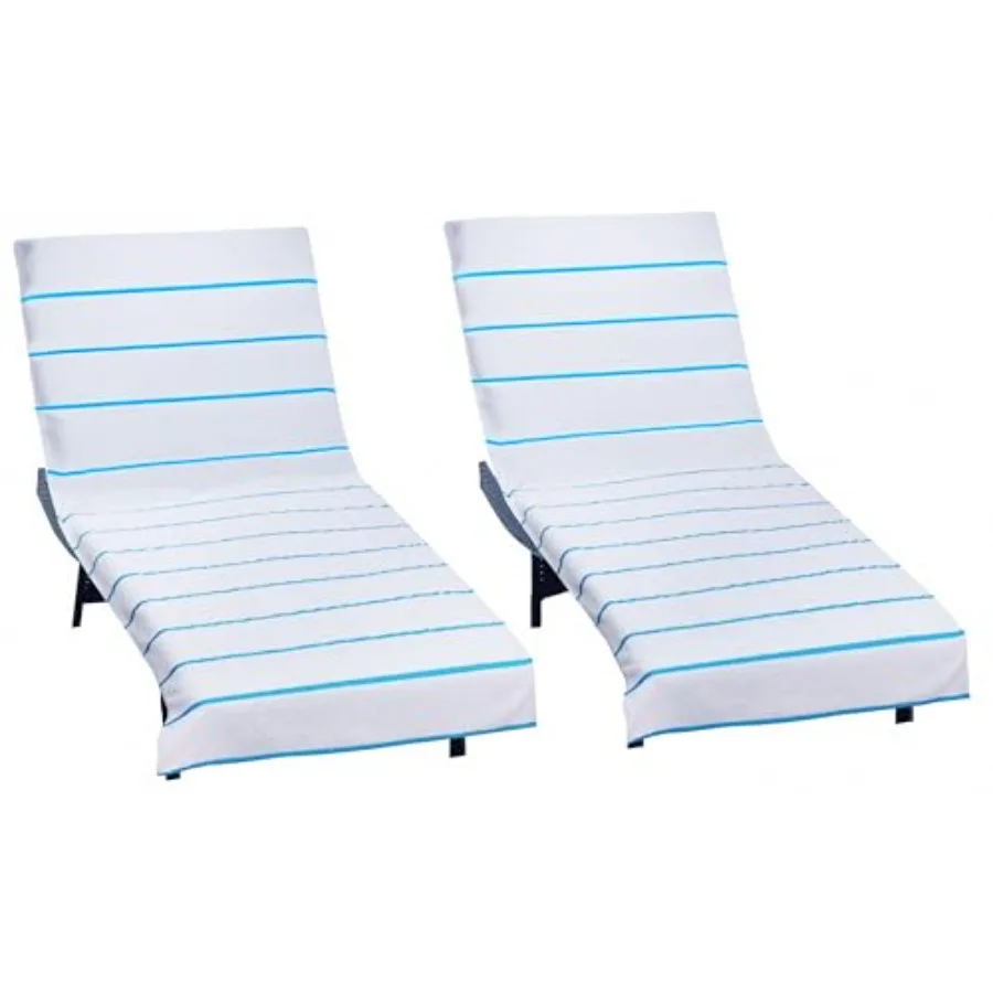 

Чехол для шезлонга у бассейна - 2 штуки, махровый чехол для шезлонга - мягкий хлопковый впитывающий полосатый чехол для пляжного кресла - накидка