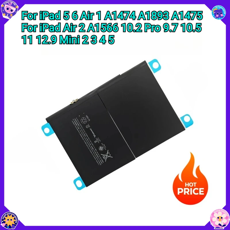 

New Tablet Battery For iPad 5 6 Air 1 A1474 A1893 A1475 For iPad Air 2 A1566 10.2 Pro 9.7 10.5 11 12.9 Mini 2 3 4 5 Battery