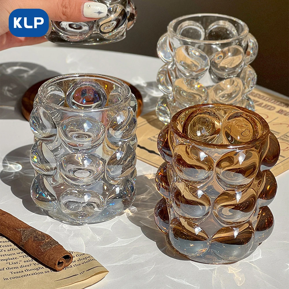 KLP 1pcs Clear Glasses, Multi-functional, Shaped Bead Dot Design for Drinks, Whiskey, Makeup Brushes and Cosmetic Brushes