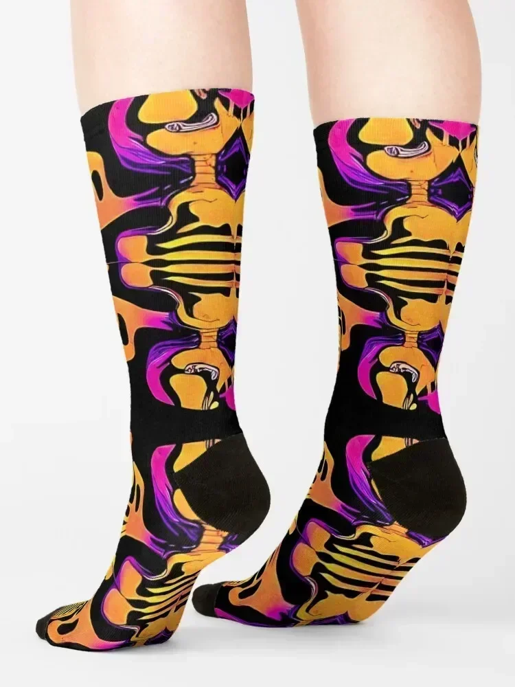 Skeleton and Bones (Shocking Pink and Orange) Socks sports and leisure man Running Antiskid soccer Man Socks Women's