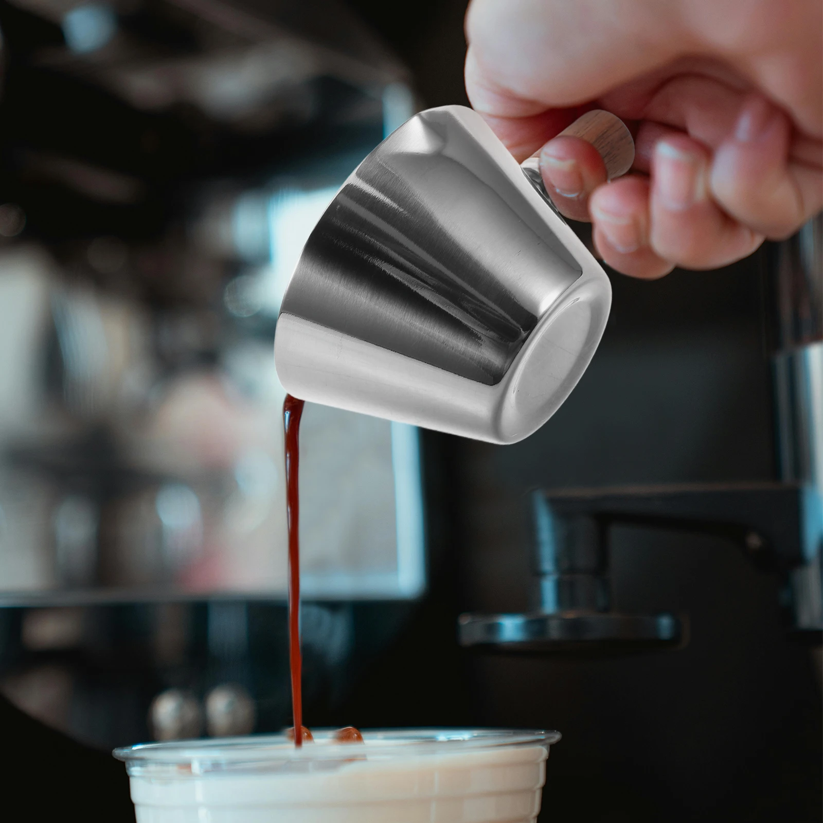 

Walnut Handle Coffee Cup Adjustable Measuring Cute Espresso Cups Frothing Accessories Latte Beaker Spoon Frother