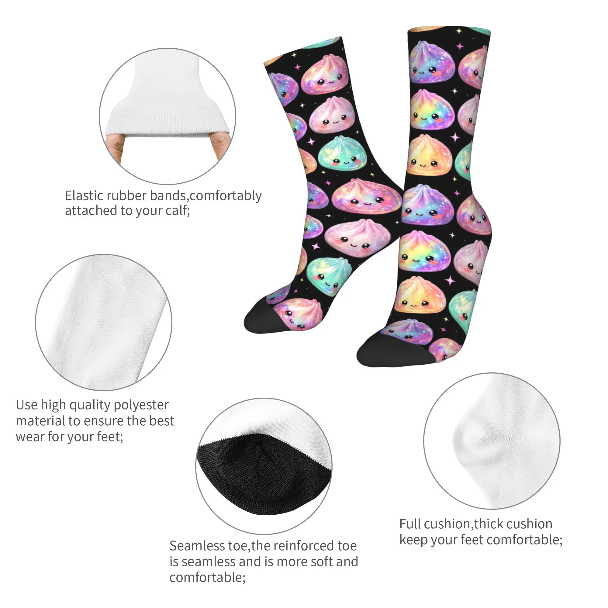 Autumn Winter Hip-hop Men's Women's Kawaii Dumpling Cute Pastel Anime Lovers Socks  Breathable Football Socks
