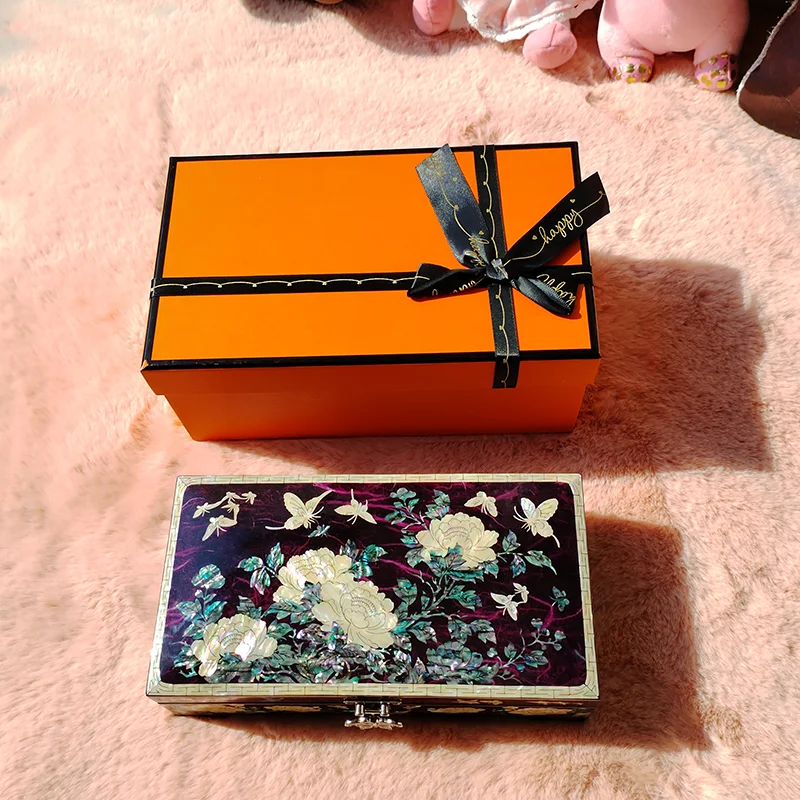 Mother of Pearl Jewelry Box Handmade Wooden Box Hinged lids，Wife, Best friend, Sister Gift Ideas Keepsake Friendship Memory Box