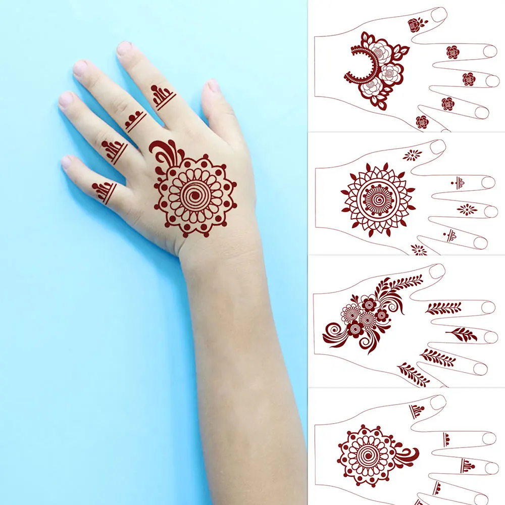 Waterproof Henna Sticker for Kids Small Size Temporary Mehndi Tattoo Stickers for Children Fake Tattoo for Women Hand Body Art