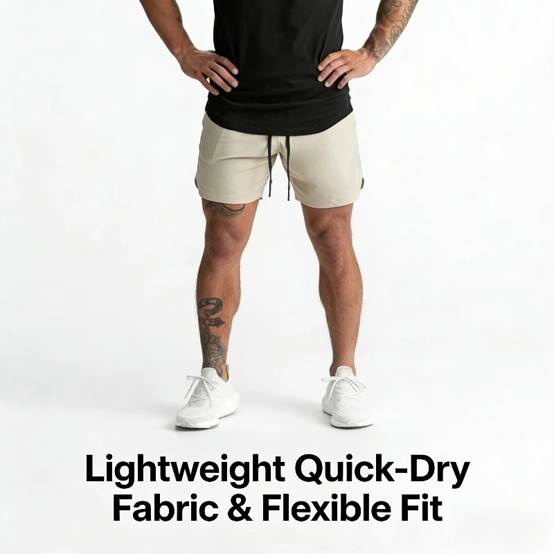 

2026 Новые мужские быстросохнущие шорты 5 дюймов, мультиспортивные шорты для бега, плавания и спортзала с дышащей сетчатой подкладкой ​