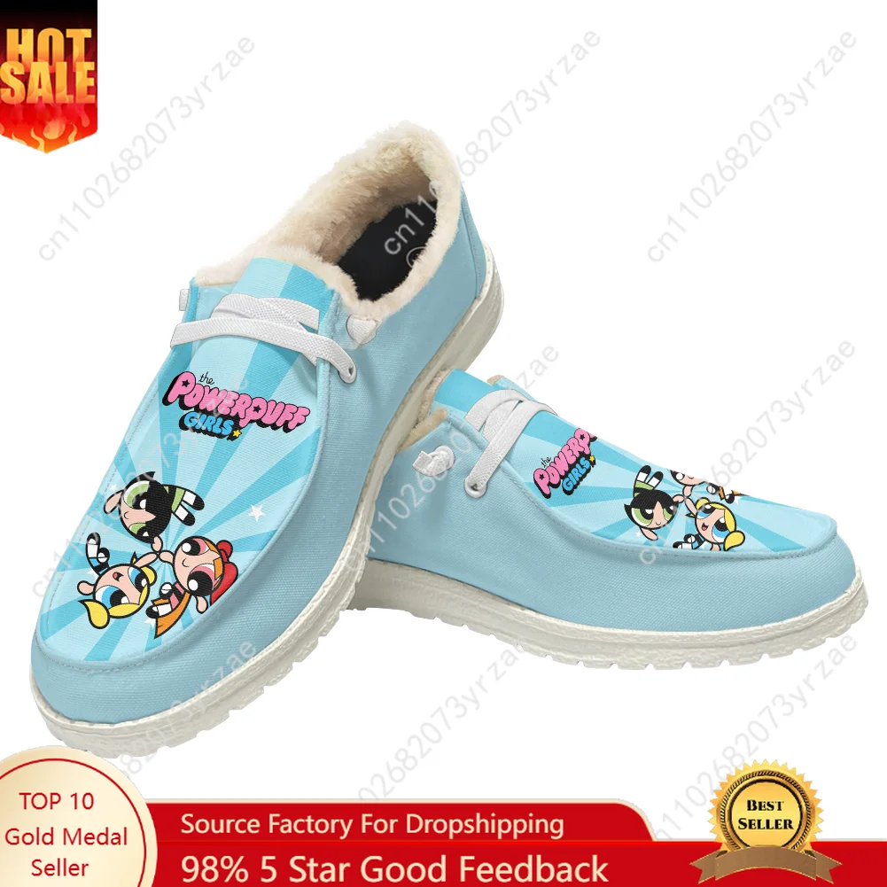 

The Powerpuff Girls Plush Flat Shoe Mens Womens Teenager Warm Shoe Indoor Outdoor High Quality Lightweight Shoes Custom Footwear